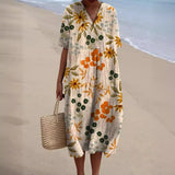 Women's Floral V-Neck Midi Dress