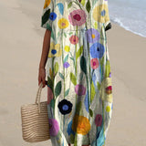 Women's Floral V-Neck Midi Dress