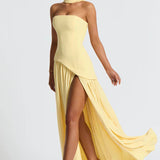 Women's Strapless High Split Maxi Dress