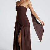 Women's Strapless High Split Maxi Dress