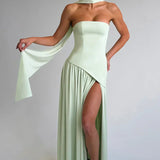 Women's Strapless High Split Maxi Dress