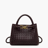 Women's Woven Faux Leather Top Handle Bag