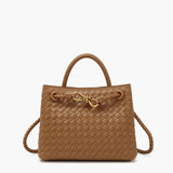 Women's Woven Faux Leather Top Handle Bag