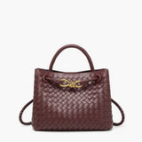 Women's Woven Faux Leather Top Handle Bag
