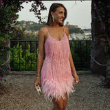 Women's Fringe Hem Sequin Mini Dress