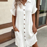 Women's Button Front Shirt Dress