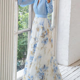 Women's Floral Chiffon Maxi Dress
