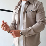 Men's Casual Shirt Jacket with Button Closure