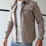 Men's Casual Shirt Jacket with Button Closure