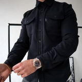 Men's Casual Shirt Jacket with Button Closure