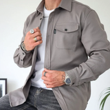 Men's Casual Shirt Jacket with Button Closure