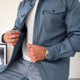 Men's Casual Shirt Jacket with Button Closure