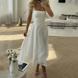 Women's Square Neck A-Line Midi Dress