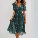 Women's Floral V-Neck Midi Dress