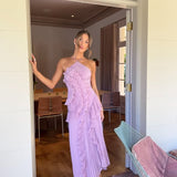 Women's One Shoulder Ruffle Maxi Dress