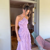 Women's One Shoulder Ruffle Maxi Dress