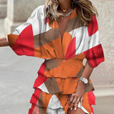 Women's Printed V-Neck Wrap Mini Dress