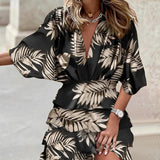 Women's Printed V-Neck Wrap Mini Dress