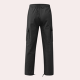 Relaxed Fit Cotton Cargo Trousers with Elastic Waist