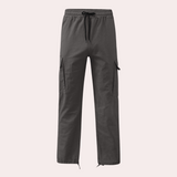 Relaxed Fit Cotton Cargo Trousers with Elastic Waist
