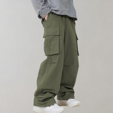 Baggy Cotton Cargo Trousers with Multiple Pockets