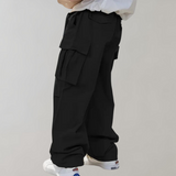 Baggy Cotton Cargo Trousers with Multiple Pockets