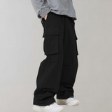 Baggy Cotton Cargo Trousers with Multiple Pockets