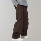 Baggy Cotton Cargo Trousers with Multiple Pockets