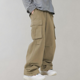 Baggy Cotton Cargo Trousers with Multiple Pockets