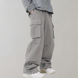 Baggy Cotton Cargo Trousers with Multiple Pockets