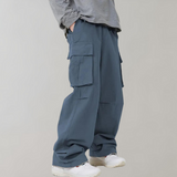 Baggy Cotton Cargo Trousers with Multiple Pockets
