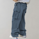 Baggy Cotton Cargo Trousers with Multiple Pockets