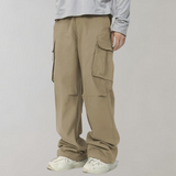 Baggy Cotton Cargo Trousers with Multiple Pockets