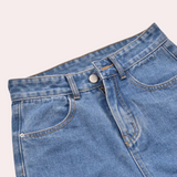 High Waist Denim Bermuda Shorts