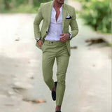 Men's One-Button Blazer and Trousers Suit Set