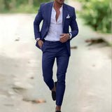 Men's One-Button Blazer and Trousers Suit Set