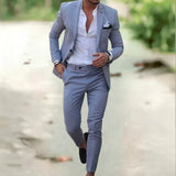 Men's One-Button Blazer and Trousers Suit Set