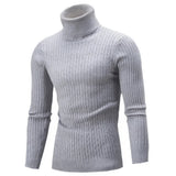Men's Ribbed Roll-Neck Knitted Stretch Sweater