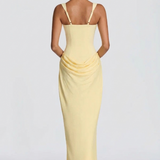 Square Neck Draped Maxi Dress