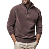 Men's Fleece Half-Zip Sweater with Ribbed Cuffs