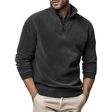 Men's Fleece Half-Zip Sweater with Ribbed Cuffs