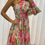 Women's One Shoulder Floral Maxi Dress