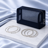 Noralvo Silver-Tone Bracelet Sets & Navy Travel Wash Bag