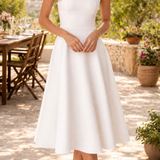 Women's Full-Skirt Square Neck Midi Dress