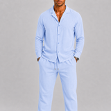 Men's Lightweight Linen Two Piece Shirt Set