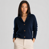 Women's Button-Up Knit Cardigan with Notched Lapel