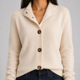Women's Button-Up Knit Cardigan with Notched Lapel
