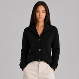 Women's Button-Up Knit Cardigan with Notched Lapel