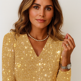 Women's Sequin V-Neck Long Sleeve Blouse