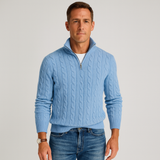 Men's Cotton Half-Zip Sweater with High Collar